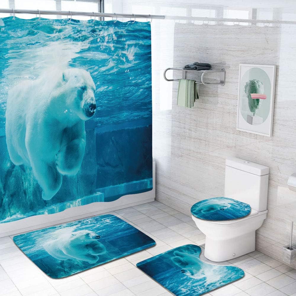 Bear 69x70 inch Shower Curtain Sets,Arctic Polar Bear