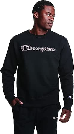 champion men's stitched script fleece crew pullover