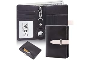 Sbrinnaliao Passport Holder with Airtag for Women/Men,Airtag Passport Wallet for Travel,Cute Passport Holder Rfid Blocking,Travel Wallet for Cards Passport Cover Case (Black)