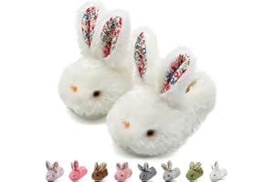 Duovodu Toddler Slippers Girls Boys Kids Bunny House Slipper Winter Cute Rabbit Slippers Warm Soft Plush Fuzzy Slippers Indoor Non-Slip Animal Cartoon Slippers