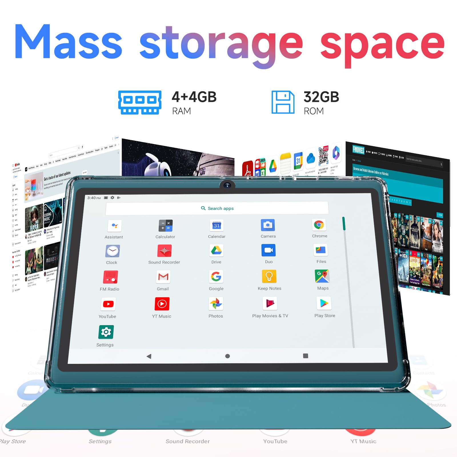 Android 14 Tablet 7 inch Tablets with Case, 8GB RAM 32GB ROM 1TB Expand, Quad-Core Processor Tablet PC, 1024 x 600 IPS Screen, Dual Camera, 3000mAh Battery, Bluetooth, WiFi, GMS, Widevine L1, Navy