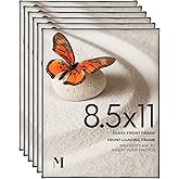 MANTELLO ESSENTIALS 8.5 by 11 picture frame 6 PACK 8.5 x 11 frame Front Loading picture frames 8.5 x 11 Pictures Documents Certificates Diplomas, And More