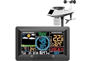 LUVUOKYE Weather Station Wireless Indoor Outdoor, Digital Professional Weather Stations with Rain Gauge and Wind Speed/Direction, Weather Forecast, Thermometer, Air Pressure, Humidity, Calendar, Alarm Clock