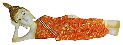 Sacred Blessings White Reclining Sleeping Buddha Statue 33 cm(L) X 9 cm(W) X 10 cm(H) Home Decor Idol Showpiece Feng Shui Gift