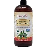 Verdana Organic Castor Oil, Cold Pressed & Hexane Free – For Hair & Scalp Care, Eyelashes, Eyebrows & Skin Care – USDA Certified, Pure & Natural – 32 fl oz