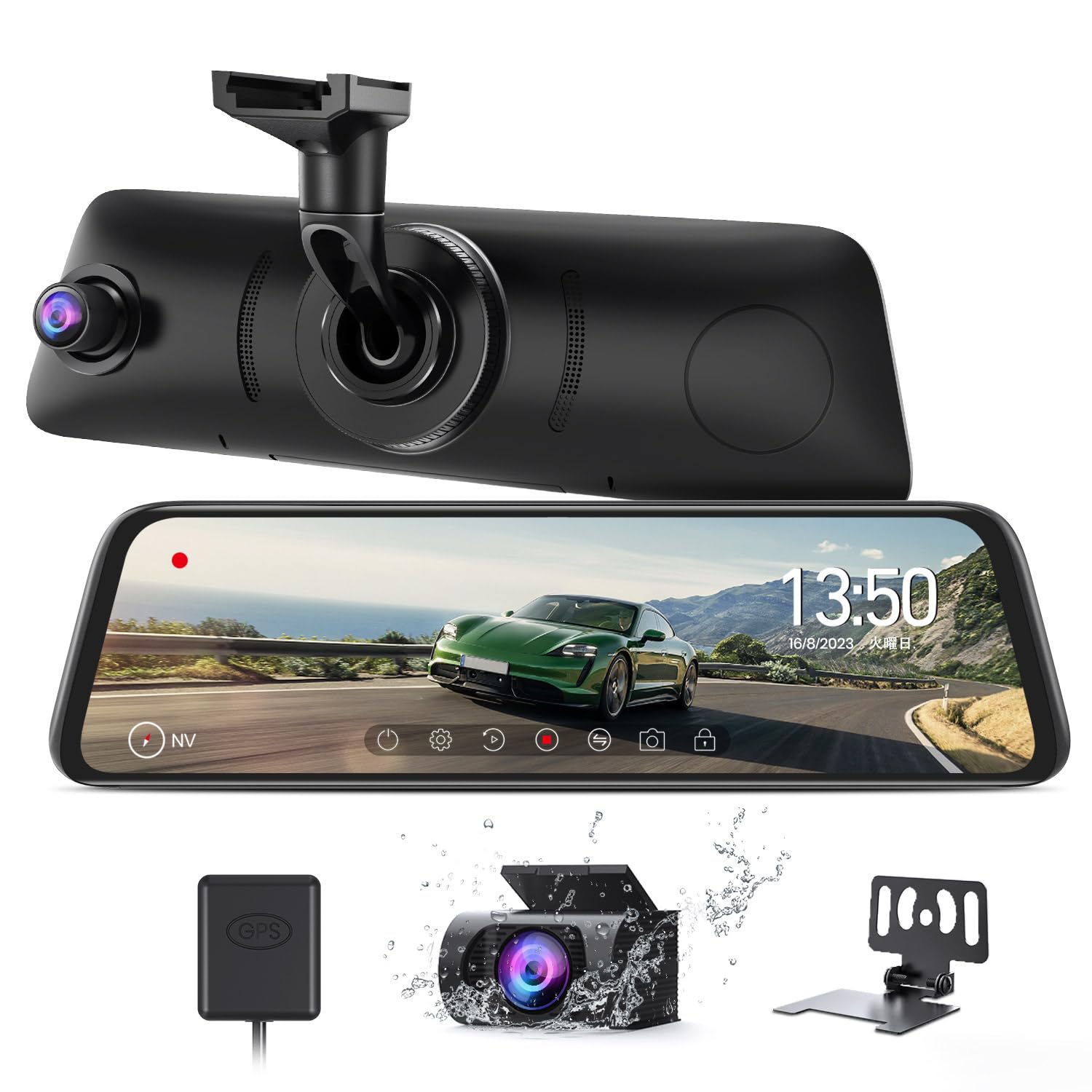 AUTO-VOX 新型 近未来感ドライブレコーダー ミラー型 前後1080P 純正ミラー交換 右ハンドル仕様 デジタルインナーミラー ノイズ対策 駐車監視 GPS タッチパネル V5pro商品画像