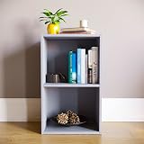 Vida Designs Oxford 2 Tier Cube Bookcase Grey Wood Storage Shelf view 2