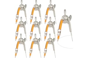 MOTOTO 10 Pieces Compass for Geometry Metal Compass Tool Math Compass Bulk Drawing Compass Silver Geometry Compass with Pencil for Student School Classroom Office Woodworking Art Drawing