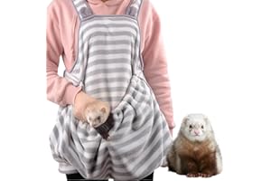 SEZDEKI Ferret Sling Carrier - Fleece Small Pet Carrier Bag Soft Breathable Hands Free Shoulder Front Chest Apron Bonding Pouch Accompany Carrier for Small Dog Cat Ferret Rabbit (Grey)