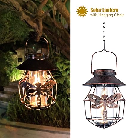 excmark farol solar decorativo para jardin patio con filamento led edison antiguo dragonfly