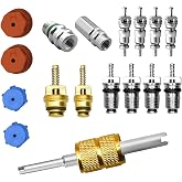 Zosgrew 17 PCS Air Conditioning Valve Core Kit, R12 R134A A/C Ducts Pressure Caps and Service Valves, Universal Valve Core A/C Refrigeration SystemKit, for Most Cars (Multicolored)