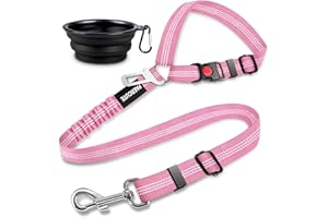 2 Piece Set Retractable Dog Car Seatbelts - Adjustable Pet Seat Belt for Vehicle Headrest Restraint - Heavy Duty & Elastic & 