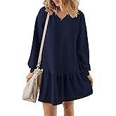 KISSMODA Womens Sweatshirt Dress Fall Long Sleeve Pullover Tops Patchwork Casual Mini Dresses