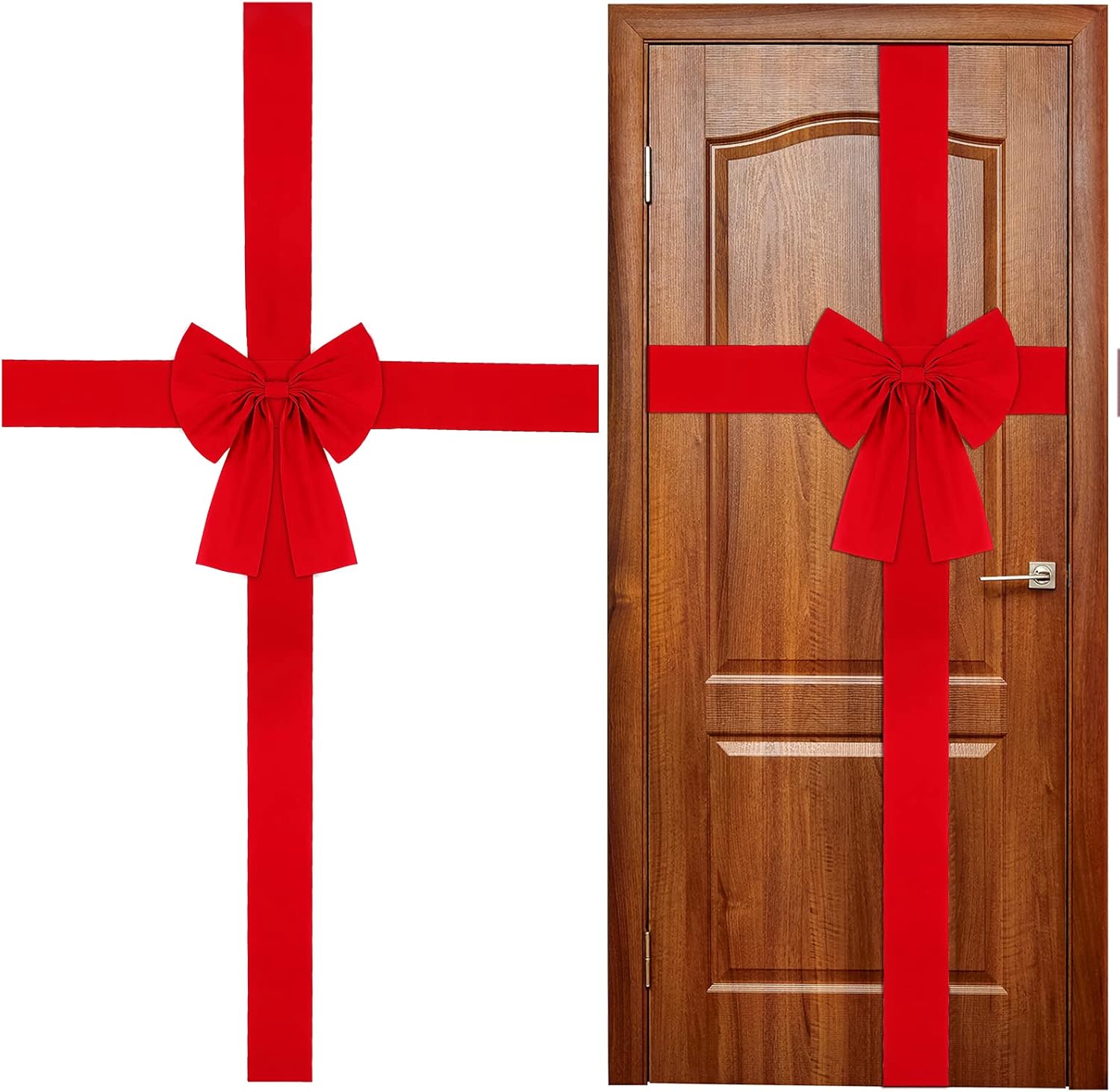 Bows & Ribbons - WILLBOND Christmas Cabinet Door Ribbon Bow Large Red Bow Christmas Wreath Bow Christmas Tree Bow Festival Wrapping Decorations for Christmas Tree Fireplace Home Front Door Party Supplies (2 Pieces)