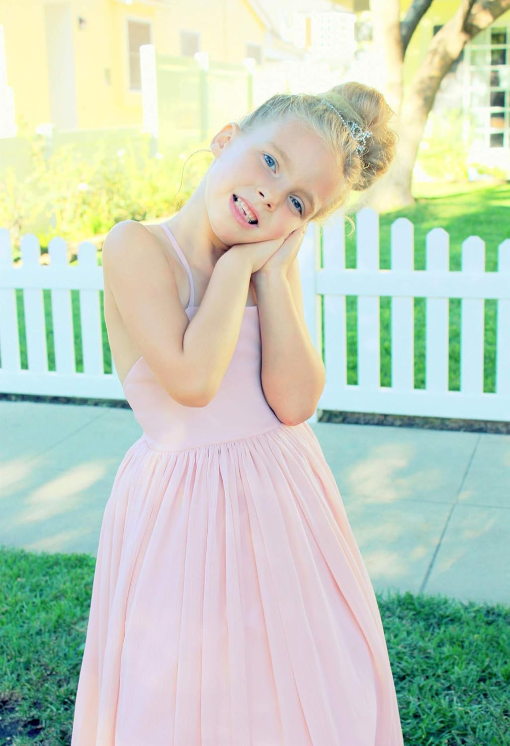 Criss Cross Chiffon Formal Flower Girl Dresses Junior Bridesmaid Dress Reception Dress: Clothing