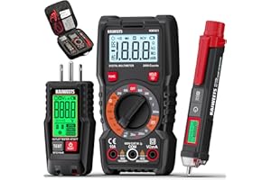 KAIWEETS Electrical Test Kit KIT01, Digital Multimeter, Smart Non-Contact Voltage Tester & GFCI Outlet Tester with LCD, Complete Set with Carrying Case & Batteries for Electrician, DIY & HVAC
