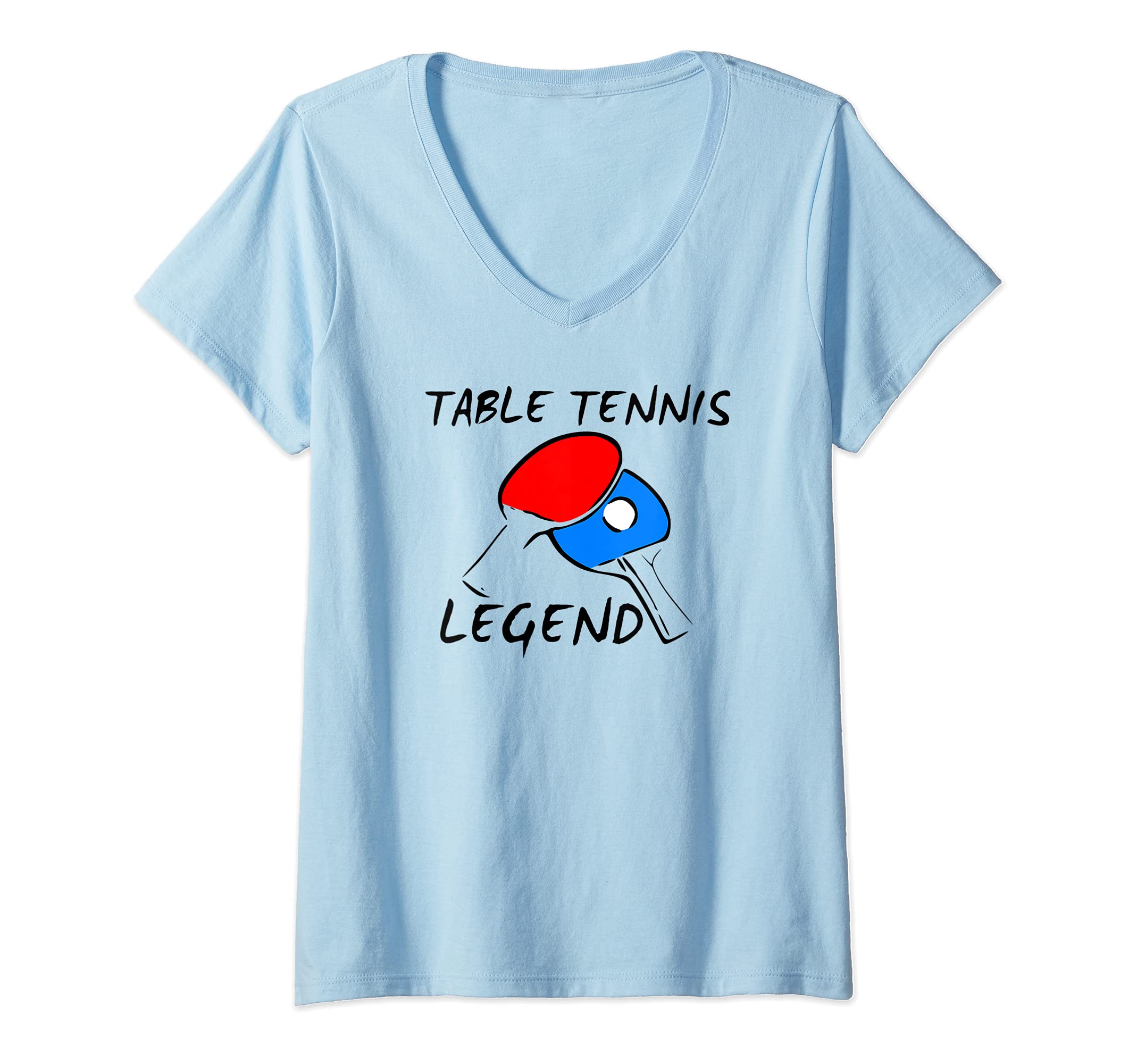 Womens Table Tennis T Shirt Table Tennis Legend Ping Pong Players V-Neck T-Shirt