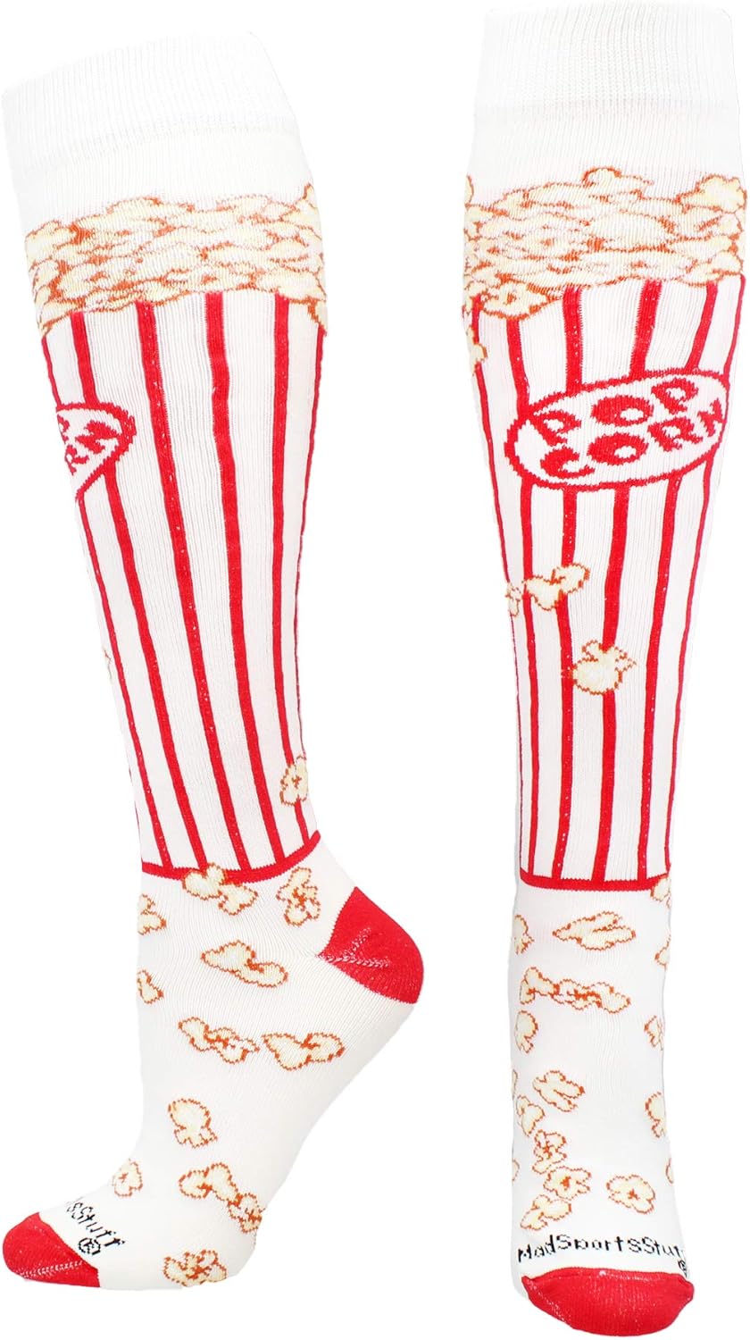 MadSportsStuff Popcorn Socks Over The Calf Length : Clothing