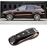 Aojezoor Mahogany Red Key Fob Cover Compatible with Porsche Cayenne 2018-2025 Panamera 2017-2024 911 2019-2023 Taycan 2019-2024 Compatible with Porsche Key Cover