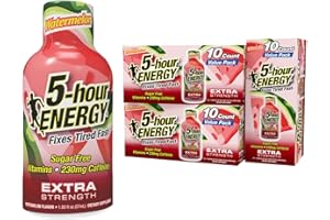 5-hour ENERGY Extra Strength Energy Shot, Watermelon Flavor, 1.93 oz., 30 Count, Zero Calories & Sugar-Free 230 mg Caffeinated Energy Shot, Amino Acids & B Vitamins, Dietary Supplements