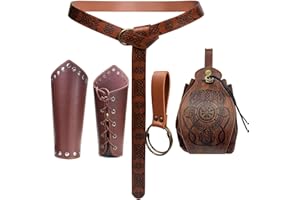 SUMGOGO Belt Pouch Waist Bag 4PCS Retro Medieval Viking Bag Leather Belt Renaissance Halloween Festival Cosplay Costume Accessories (2-Bracers)