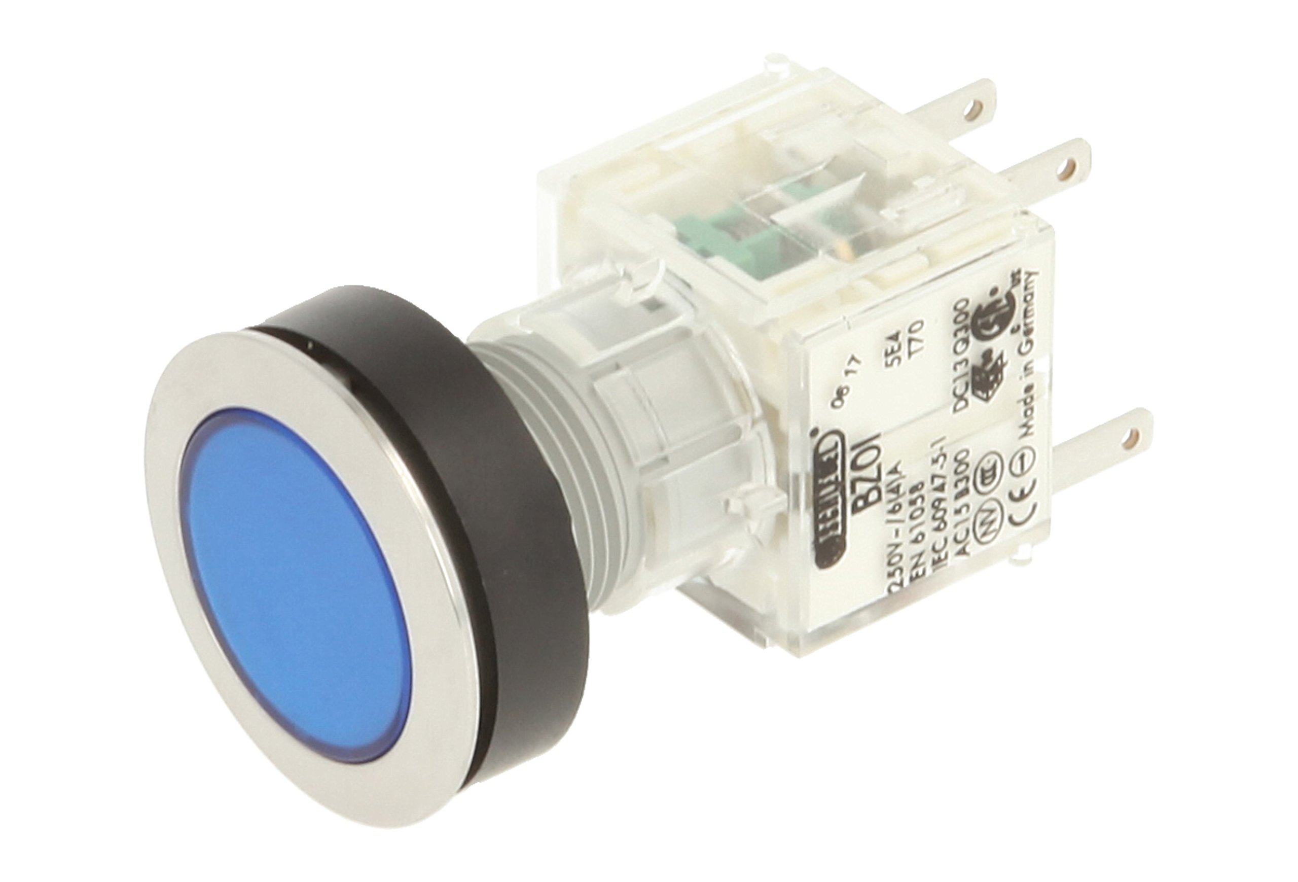 Club 23.000.445 Push Button Switch Cap Contact Transmitter 1 N with 1 Button, Stainless Steel, Blue