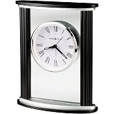 Howard Miller Cambridge Tabletop Clock &ndash; Wood &amp; Glass Alarm Clock, Quartz Silent Sweep, Roman Numerals, Luminous Hands