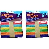 Darice 9150-82 Wood Craft Colored Stick, 4-1/2-Inch, 2 Packs of 120-Each Pack, Total 240