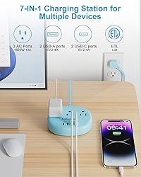 Blue Extension Cord with Surge Protected 1080J - 5