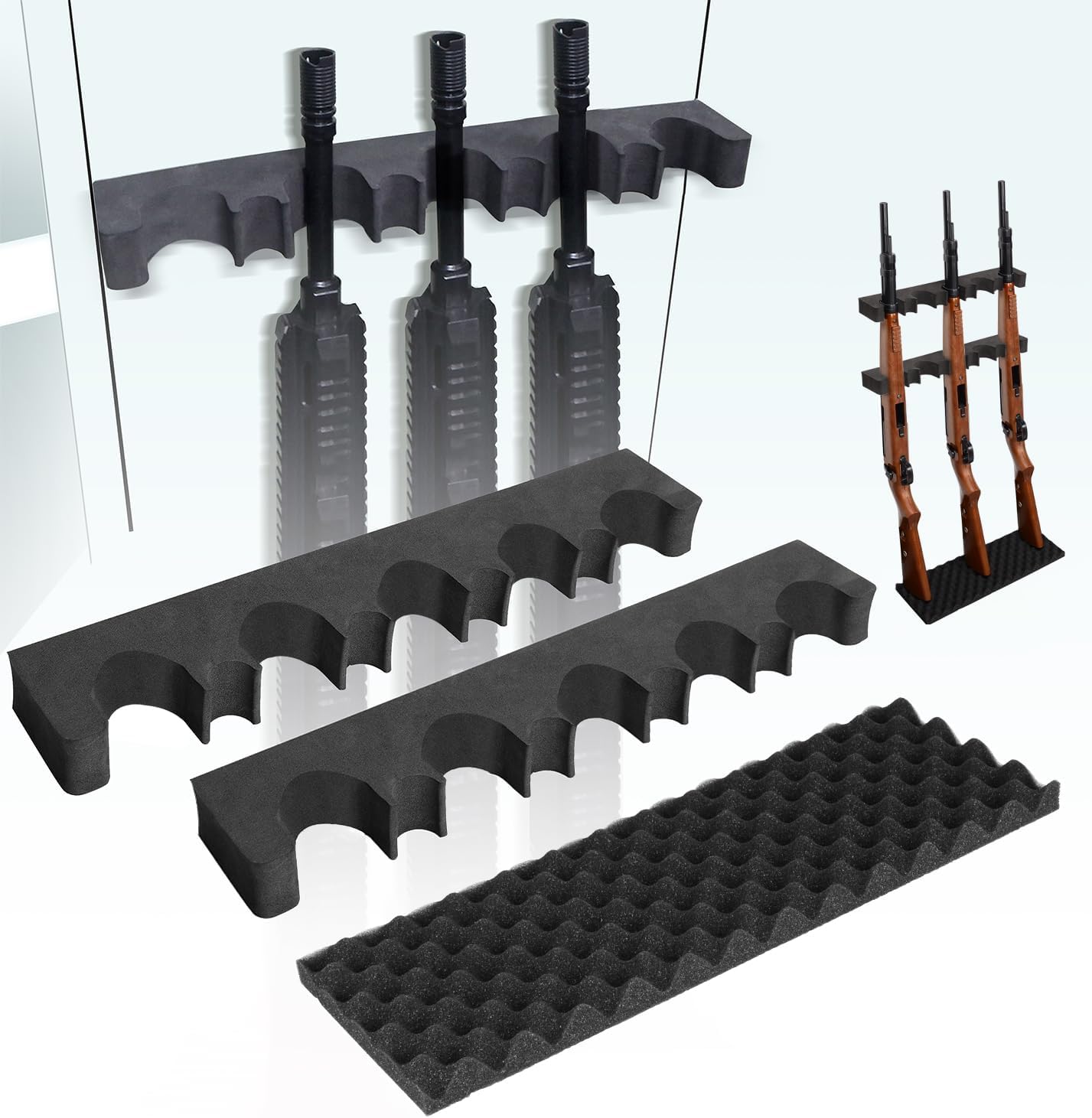 BOOSTEADY 2 Pack Gun Rack for Gun Storage, Gun Safe Accessory for Rifles and Shotguns, Gun Holder in Gun Cabinet, Shotgun Rifle Rest, Foam Material with Magnetic Strip, Gifts for Hunters