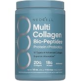 NeoCell Multi Collagen Bio-Peptides Powder | 10oz | Advanced with Hyaluronic Acid and Vitamin C | 10 Super Types of Collagen | Superior Absorption | Grassfed Protein Supplement