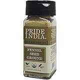 Pride Of India- Organic Fennel Seed Ground, 1.8 oz (51 gm) Dual Sifter Jar, Certified Pure Indian Spice, Used to Flavor Meat,