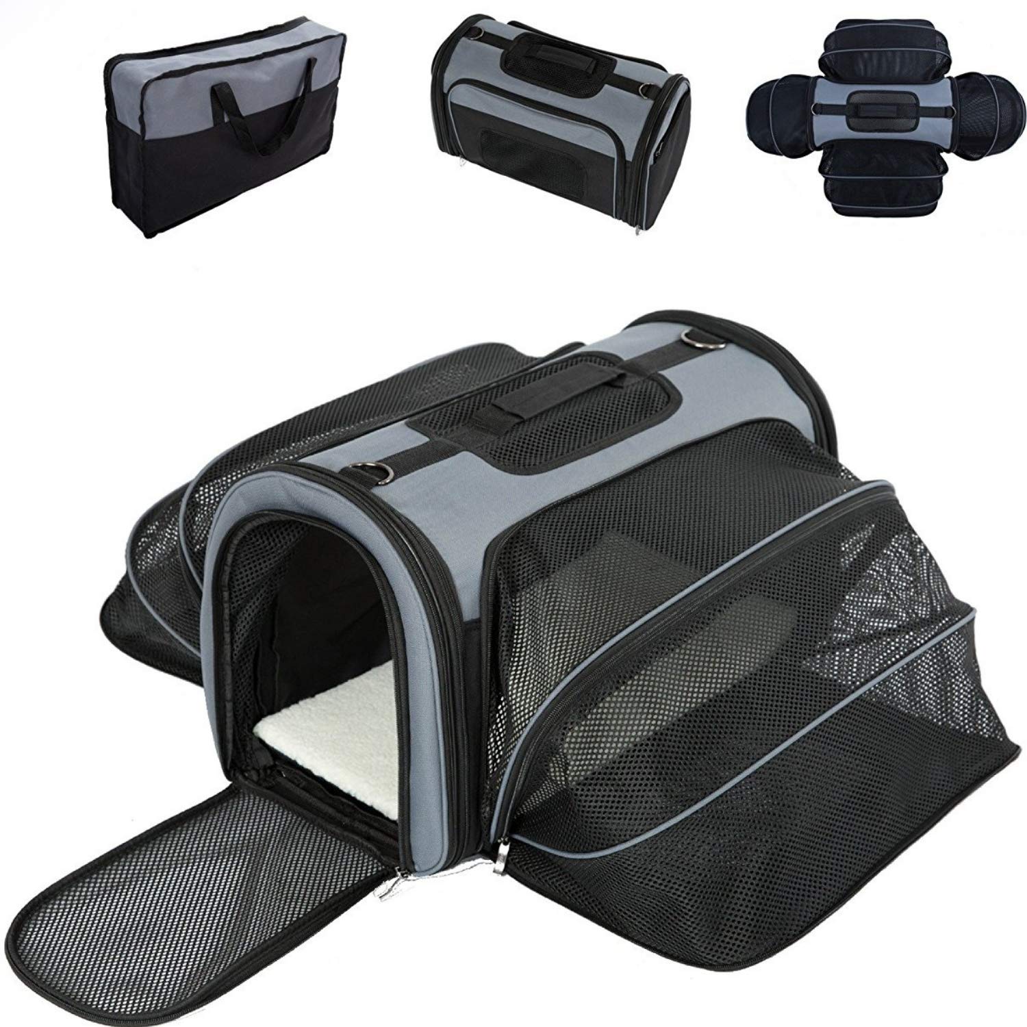 Smiling Paws Pets 4 Way Expandable Soft Sided Airline Approved Pet