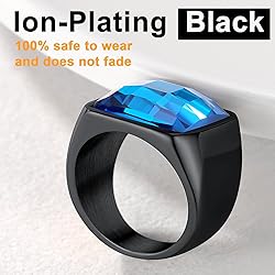U7 Men's Ring Fashion Black Metal Plated Stainless