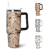 Puhnhsv 40 oz Insulated Stainless Tumbler With Handle and Straw, 40oz Coffee Travel Mugs Cup Water Bottle Horse Lovers Gifts for Women Girls