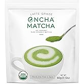 Encha Latte Grade Matcha Powder - First Harvest Organic Unsweetened Matcha Green Tea, From Uji, Japan (60g/2.12 Ounce) Premium Powder for matcha latte, smoothie | Caffeine, L-Theanine