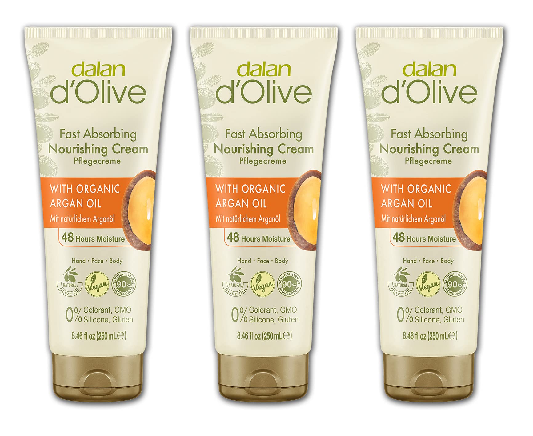 Dalan d'Olive - Argan Oil - Care Cream - 250 ml Tube - Set of 3
