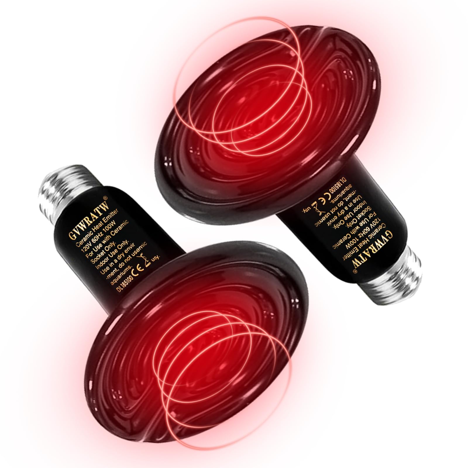 Photo 1 of GVWRATW 2 Pack Reptile Ceramic Lamp 0.28 inch(85mm)- No Light Reptile Heat Lamp for Bearded Dragons, Turtles, Snakes, Lizards - Ideal for Pet Brooders - Safe Heating for Amphibians & Small Animals