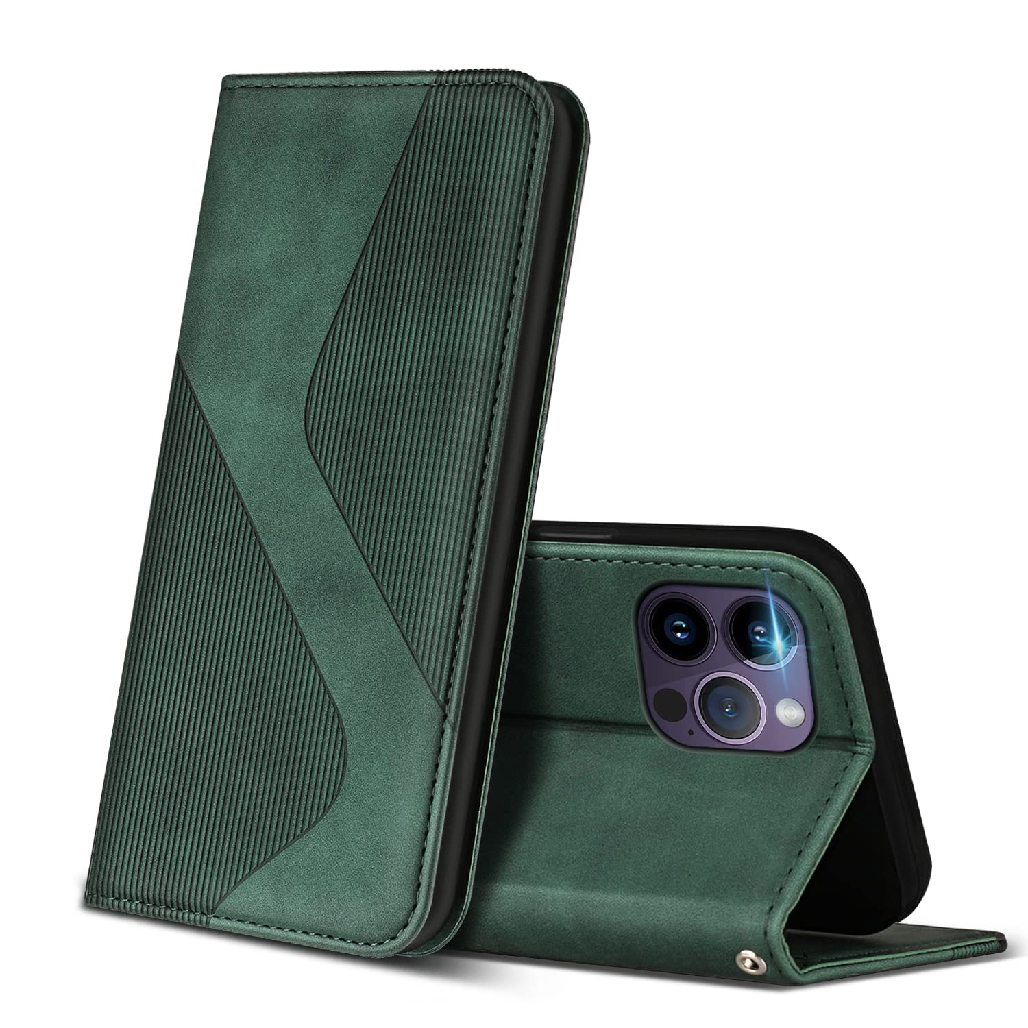 ZONNAVI Case Compatible with iPhone 14 Pro, Premium PU Leather Wallet Case with [Card Slots] [Viewing Stand], Shockproof Flip Cover for iPhone 14 Pro (Green) — image 1