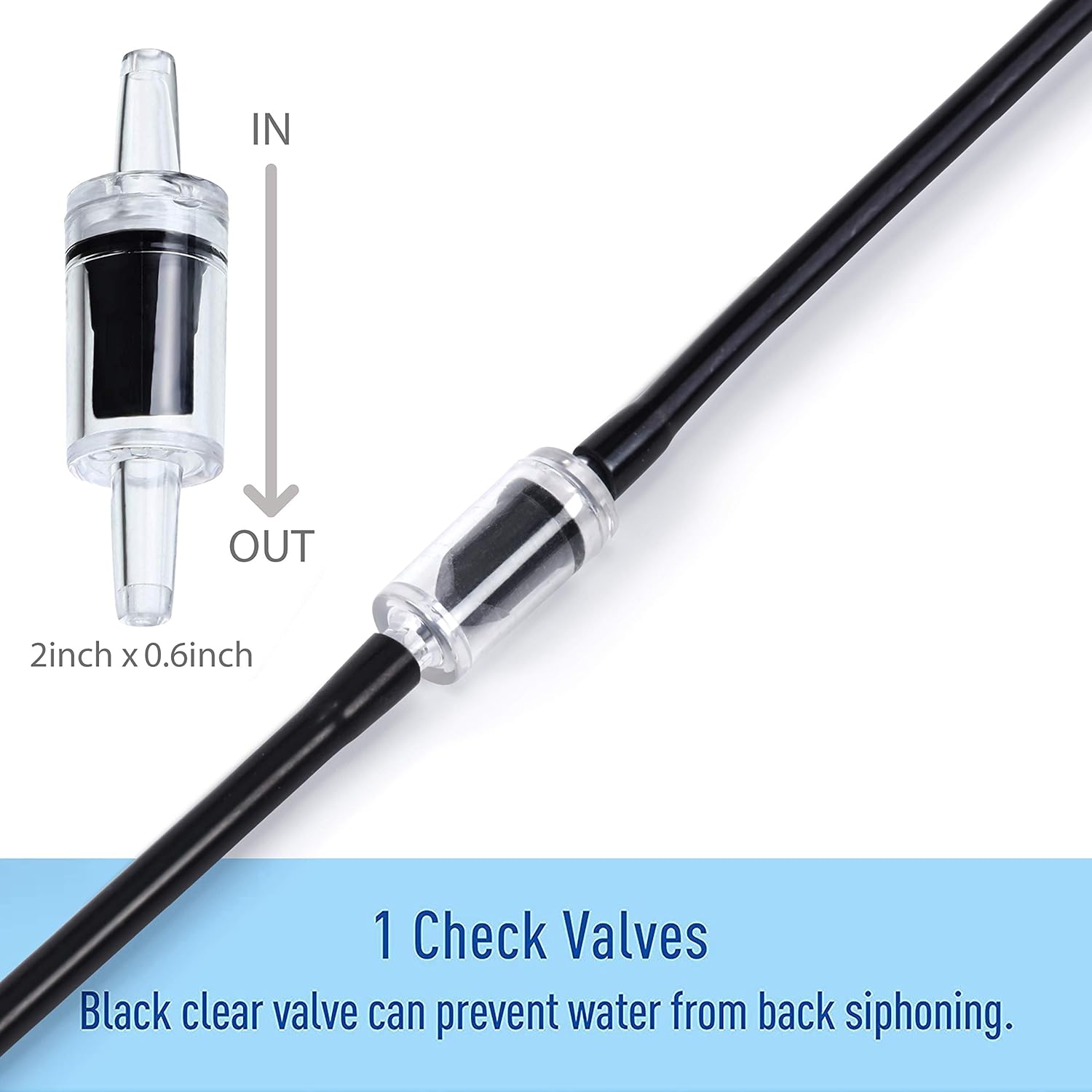 WOW Design 3/16-Inch Professional Flexible Airline Tubing Standard Aquarium Air Pump Accessories with Check Valves, Suction Cups and Connectors, 20 Feet (Clear-Black) : Pet Supplies