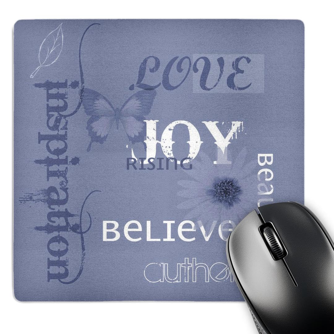 3dRose mp_42635_1 8 x 8-Inch Cornflower Blue Joy Rising- Inspirational Words- Affirmations Mouse Pad