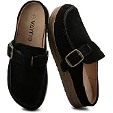 Women Eco Leather Buckle Clogs Non Slip Platform Mules Slip-On Slides | All-Day Comfy Memory Foam Insole, Non-Slip Platform Sole, Buckle Eco-Leather Slip On Clogs For Daily Work