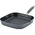 Anolon Advanced Home Hard Anodized Nonstick Deep Square Grill/Griddle Pan with Pour Spouts, 11 Inch - Moonstone
