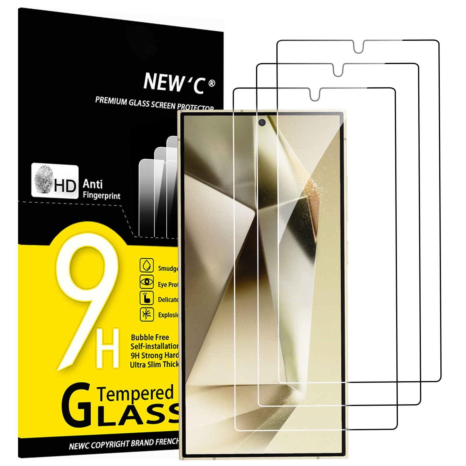 Photo 1 of NEW'C 3 Pack Designed for Samsung Galaxy S25 Ultra Screen Protector Tempered Glass, Bubble Free, Ultra Resistant