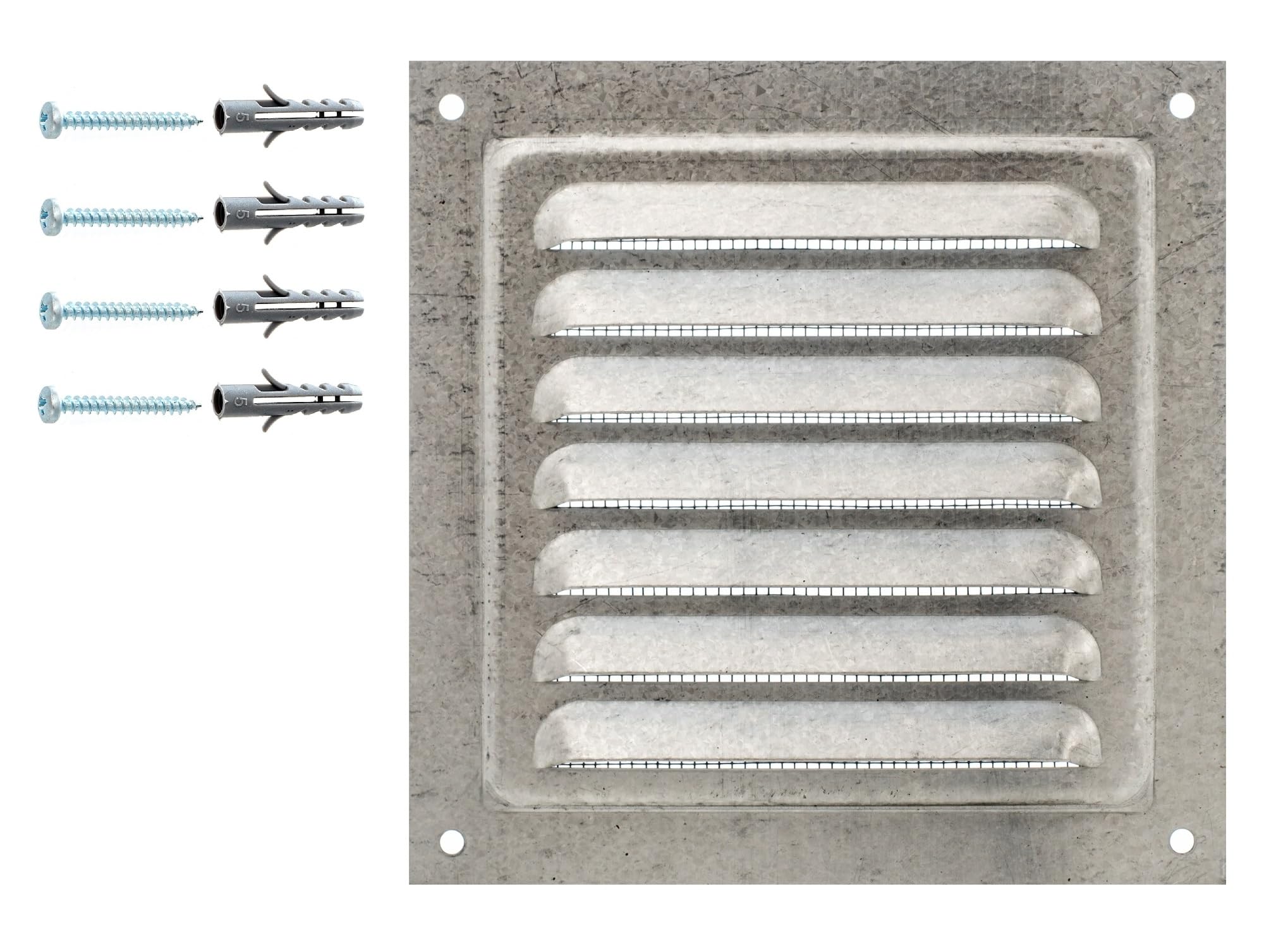 Metal Air Vent Cover – Galvanised Steel Ventilation Grille with Insect Mesh – Indoor & Outdoor Vent Grid, Low‑Profile 8 mm, Rust‑Resistant Protective Net. (12,5 x 12,5 cm) — image 1