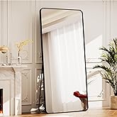 BEAUTYPEAK Black Full Length Mirror, 71"x26" Rounded Corner Floor Mirror Standing Hanging or Leaning Against Wall, Suitable for Bedroom or Dressing Room