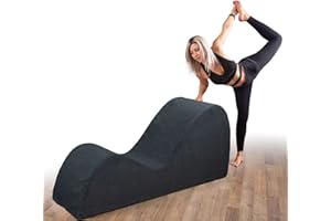 BEDIA Curved Chaise Lounge Chair for Yoga, Stretching, Relaxation and More… (Linen Dark Grey)