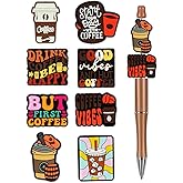 8Pcs Silicone Focal Beads for Pens – Premium Soft, Durable Beads for Custom Pen Making, DIY Craft Projects, and Personalization – Assorted Colors and Designs (Coffee)