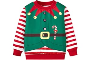 Akyzic Baby Boys Girls Sweatshirts Christmas Reindeer Fleece Crewneck Pullover Xmas Winter Warm Sweaters Tops 2t-6t