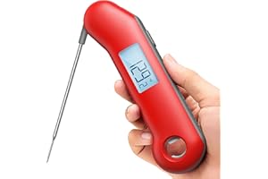ThermoMaven ProfessionaI Meat Thermometer Digital, 3X Faster 0.5 Sec Instant Read, NIST Certified Accuracy ±0.5°F, 100% Waterproof Probe, Auto-Rotate Bright Indicator, for Candy/Grill/BBQ, Red & Gray